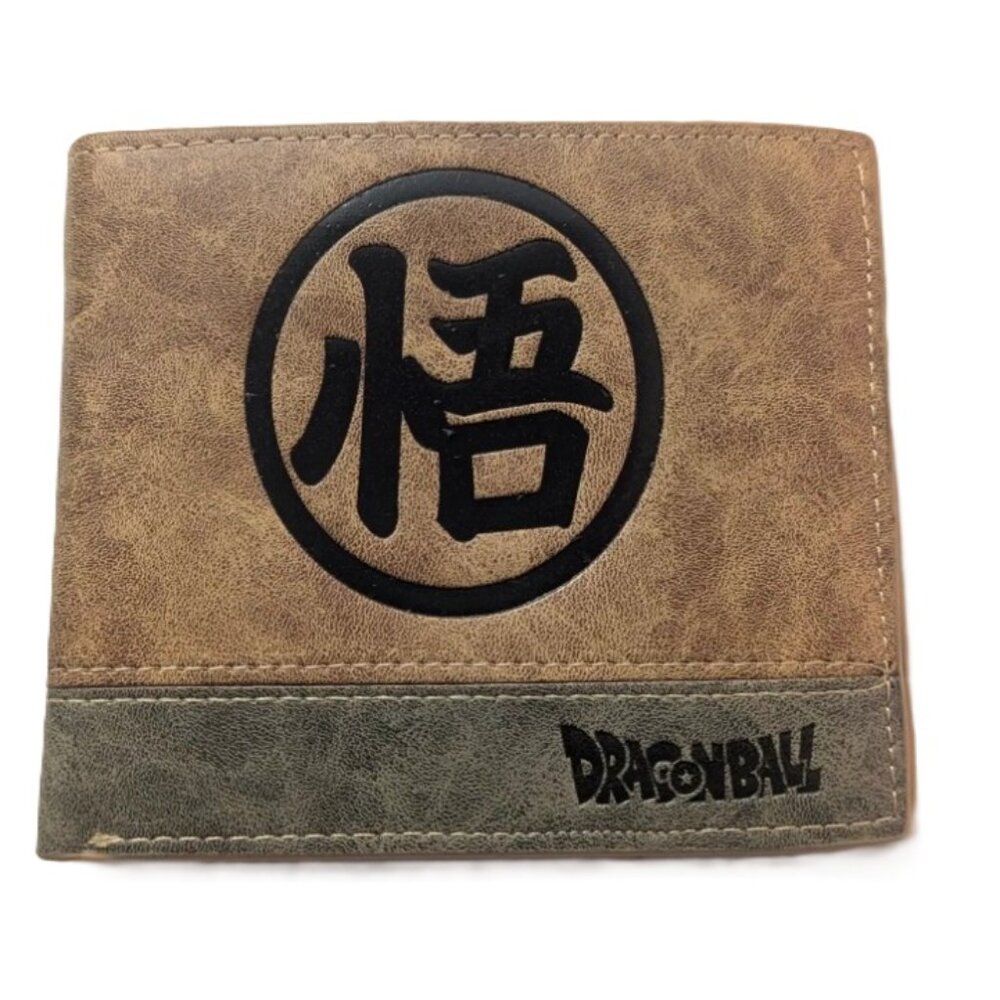 Goku Dragon Ball Brown Bifold Wallet Anime Logo ID Window